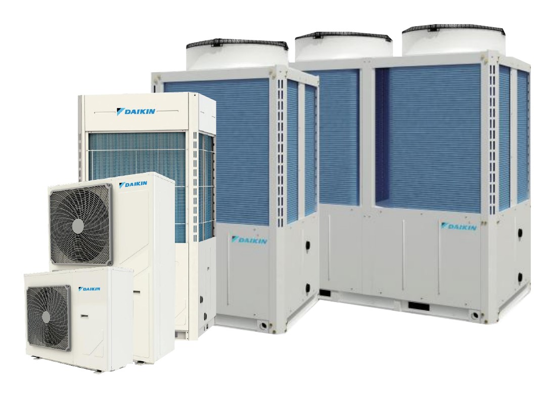 Linha de equipamentos UAL e UAL-MINI: unidades de bomba de calor de diferentes capacidades.